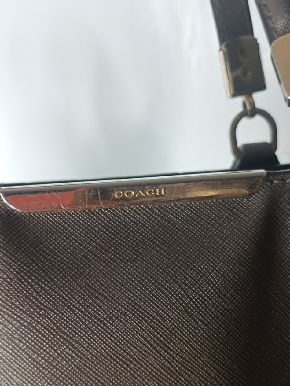 Coach Madison Saffiano Mini North South Tote Bronze Purse Bag - Picture 9 of 16